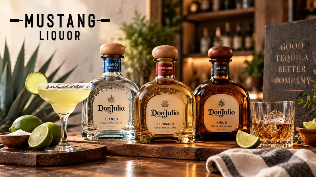 Tequila bottles and glasses showing different tequila styles for a tequila buying guide